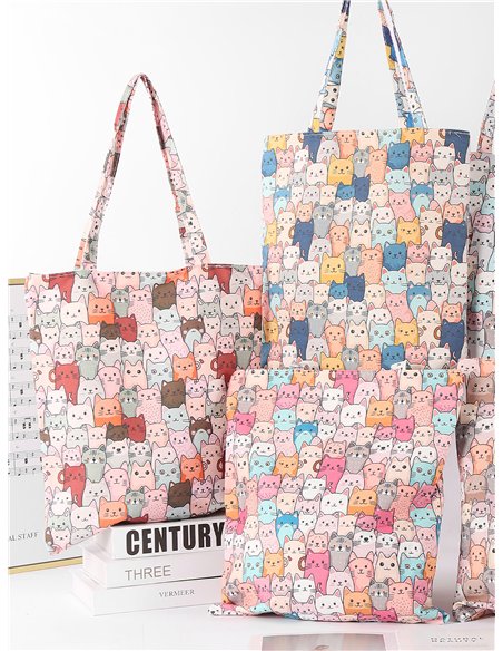 Bolso tote estampado gatos de colores