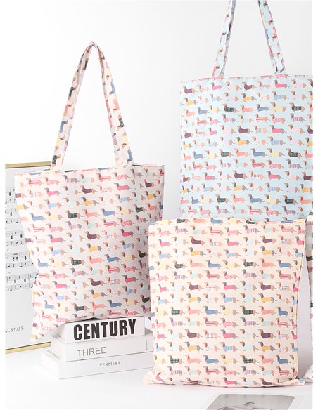 borsa tote con stampa di bassotto