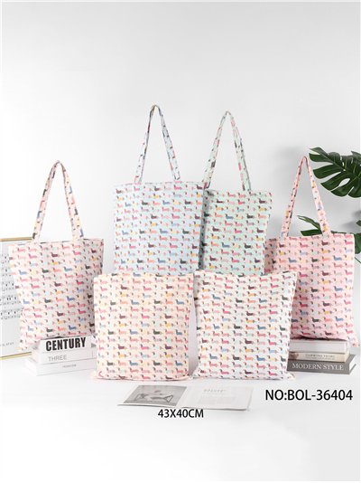 borsa tote con stampa di bassotto 2