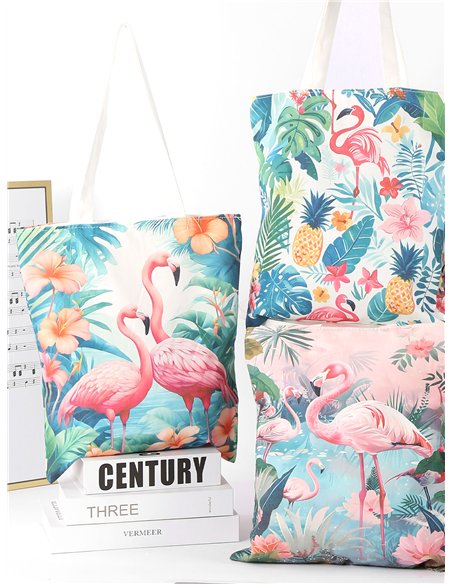 Bolso tote estampado flamencos tropicales