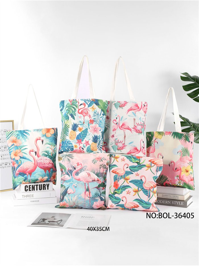 Bolso tote estampado flamencos tropicales