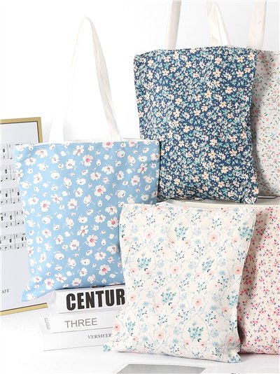 Bolsa tote com estampa floral romântica