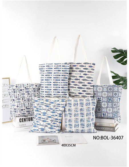 Bolsa de compras com estampa de peixe
