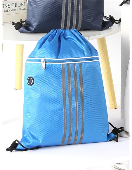 Mochila saco deportiva con cremallera frontal