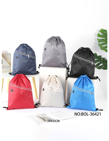 Mochila saco deportiva con cremallera diagonal