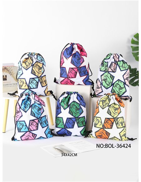 Mochila saco pop art con estrellas