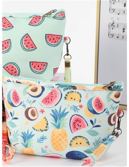 Kosmetiktasche aus Canvas mit frischem Fruchtmuster