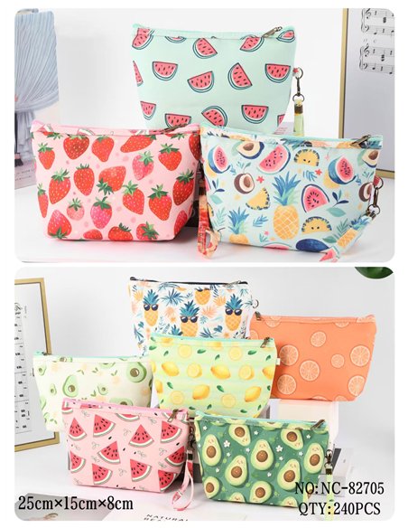 Kosmetiktasche aus Canvas mit frischem Fruchtmuster