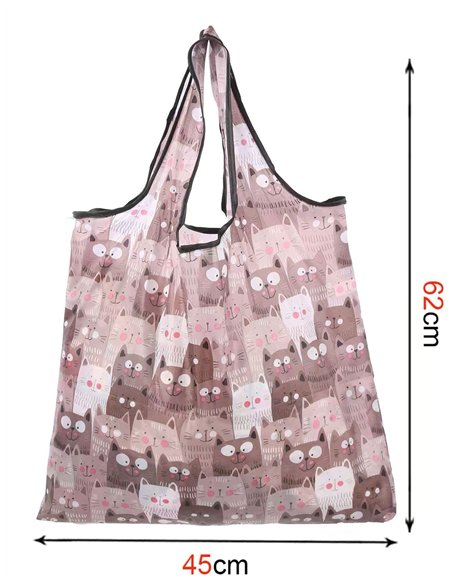 Borsa pieghevole con stampa di gatti