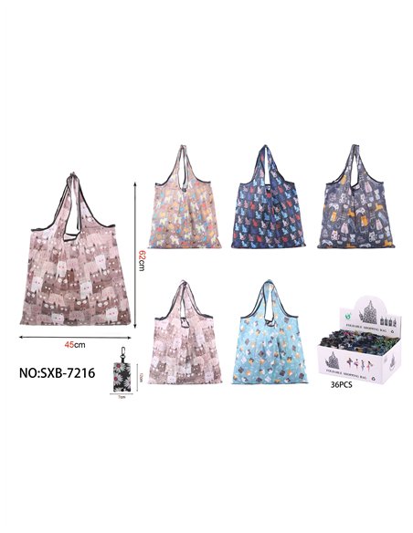 Borsa pieghevole con stampa di gatti