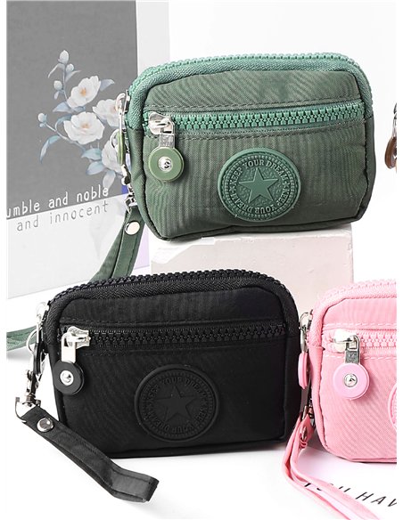 Portefeuille étoile compact en nylon multipoches