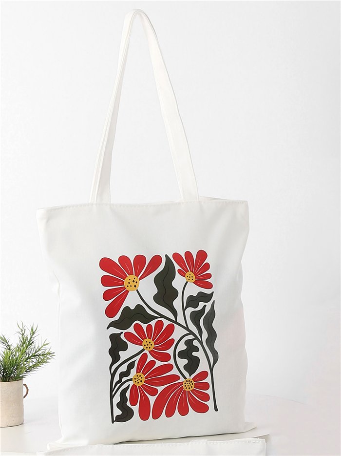 Tragetasche mit botanischem Blumenmuster