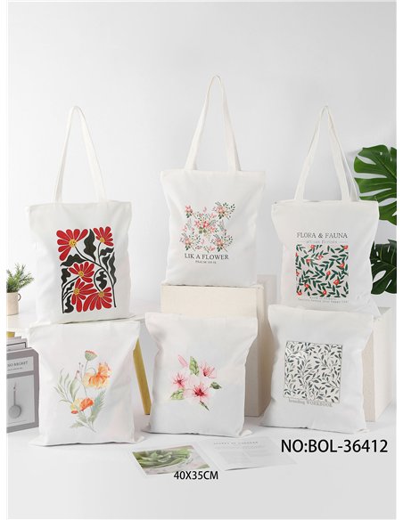 Tragetasche mit botanischem Blumenmuster