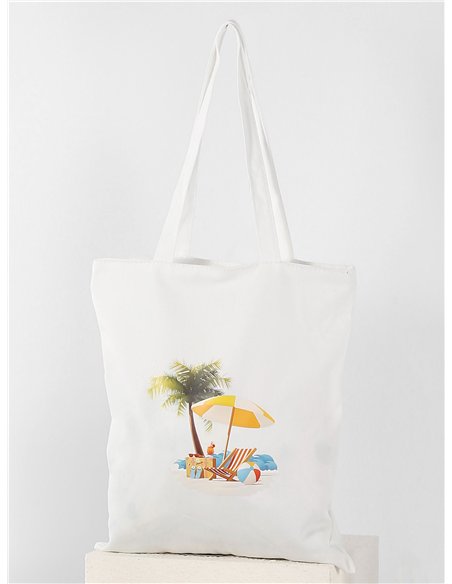 Bolsa de compras com estampa de paraíso tropical