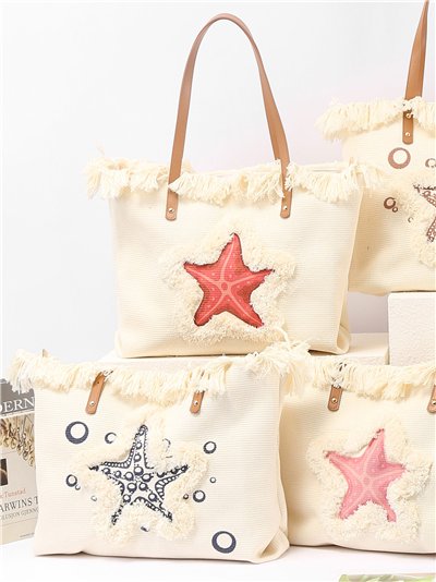 Bolso tote marino con flecos