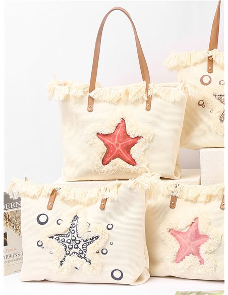 Bolso tote marino con flecos