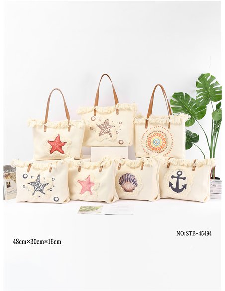 Bolso tote marino con flecos