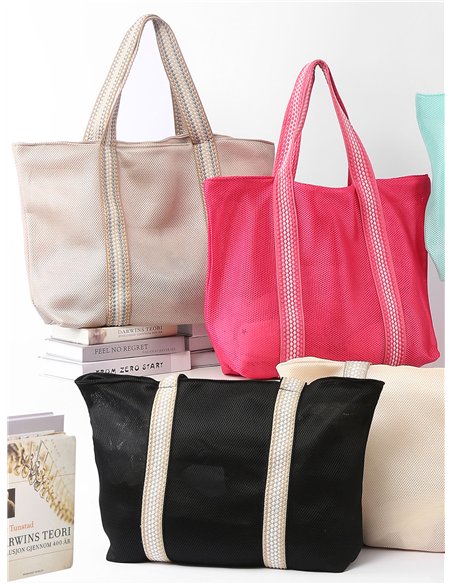 Bolso de playa de malla en tonos pastel