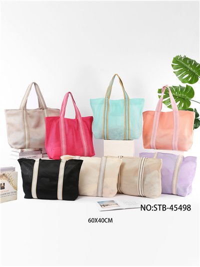 Bolso de playa de malla en tonos pastel 2