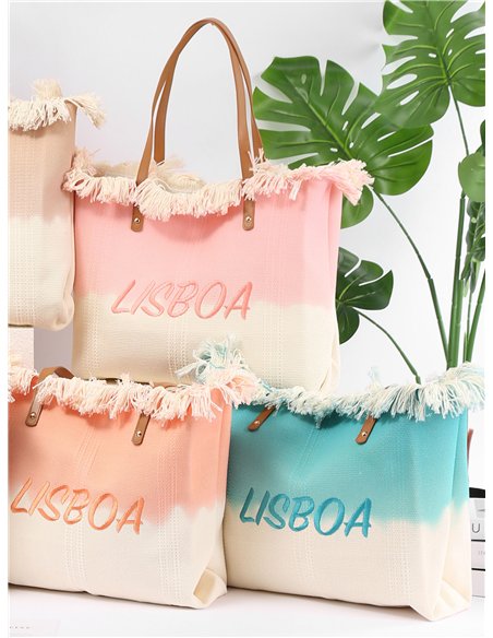 Lisbon fringed ombré beach tote