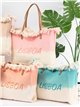 Lisbon fringed ombré beach tote