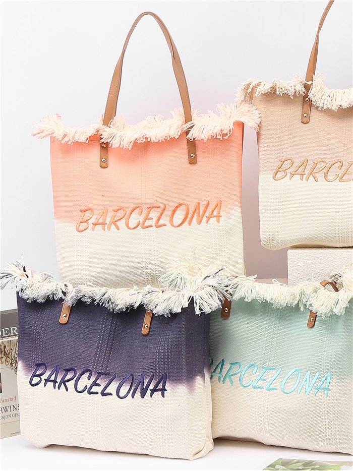Sac cabas dégradé Barcelone à franges