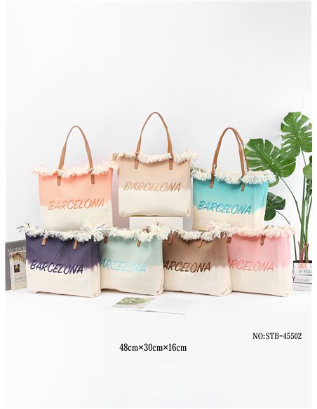 Sac cabas dégradé Barcelone à franges