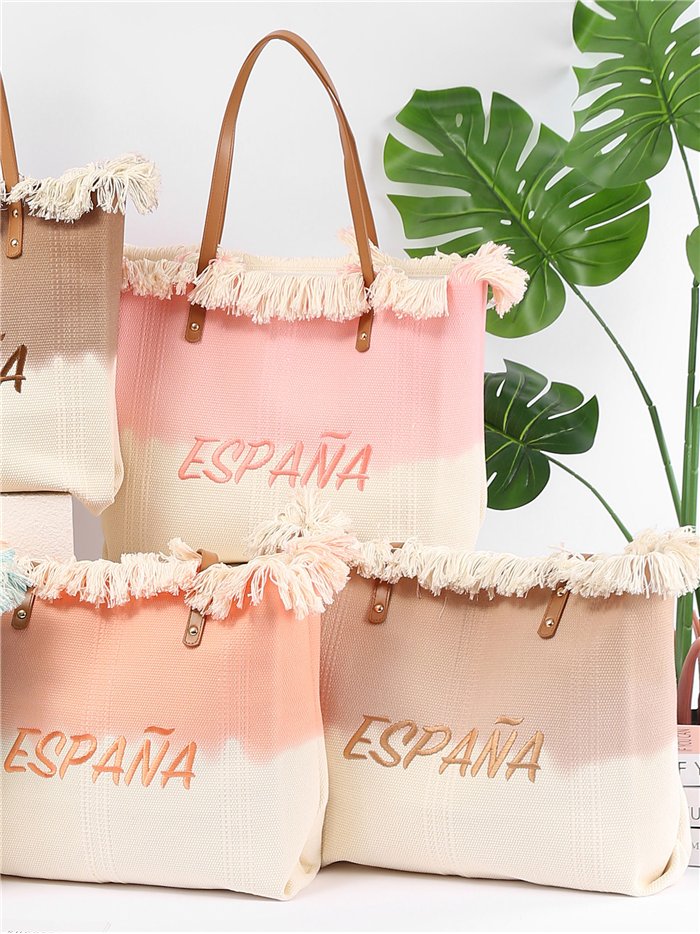 Sacola de compras degradê da Espanha com franjas.