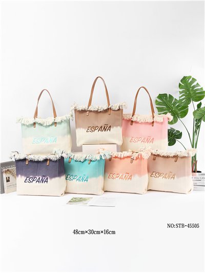 Sacola de compras degradê da Espanha com franjas. 2