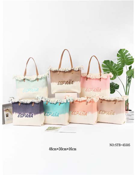Sacola de compras degradê da Espanha com franjas.