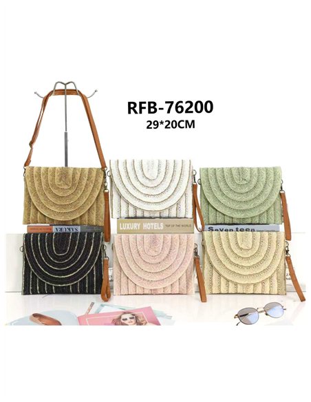 Bolso bandolera rafia boho con solapa semicircular
