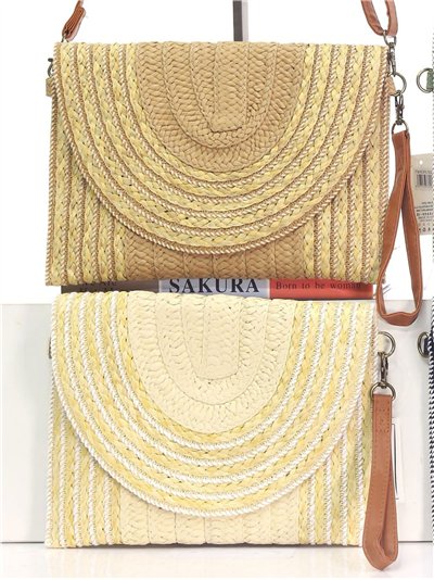 Bolso bandolera rafia con solapa semicircular