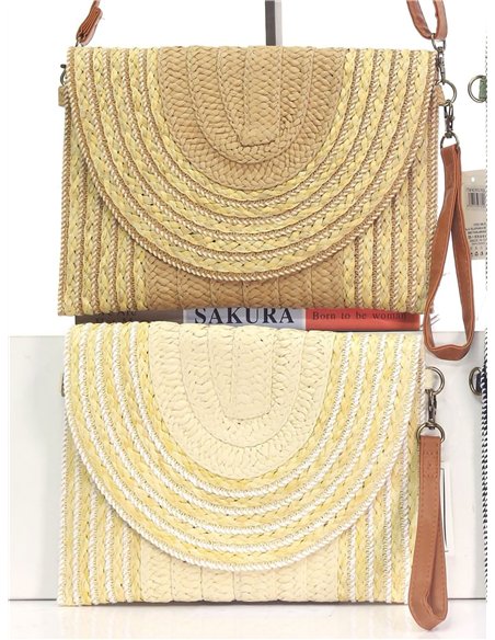 Bolso bandolera rafia con solapa semicircular