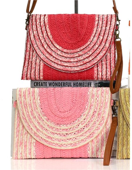 Bolso bandolera rafia con solapa semicircular