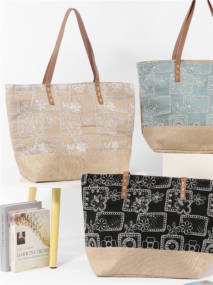 Bolso tote bordado boho chic