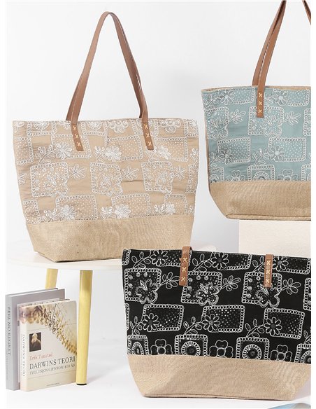 Bolso tote bordado boho chic