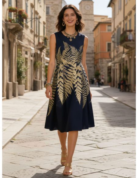 Kleid mit Blätterstickerei | LS-M116215 | B2B