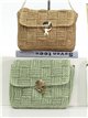 Borsa a tracolla in rafia con catena