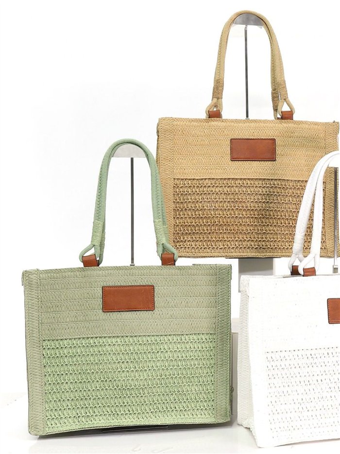 Strukturierte Einkaufstasche aus Bast