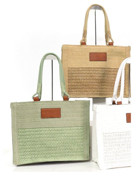 Strukturierte Einkaufstasche aus Bast