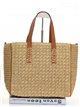 Bolso shopper de rafia con asas efecto piel