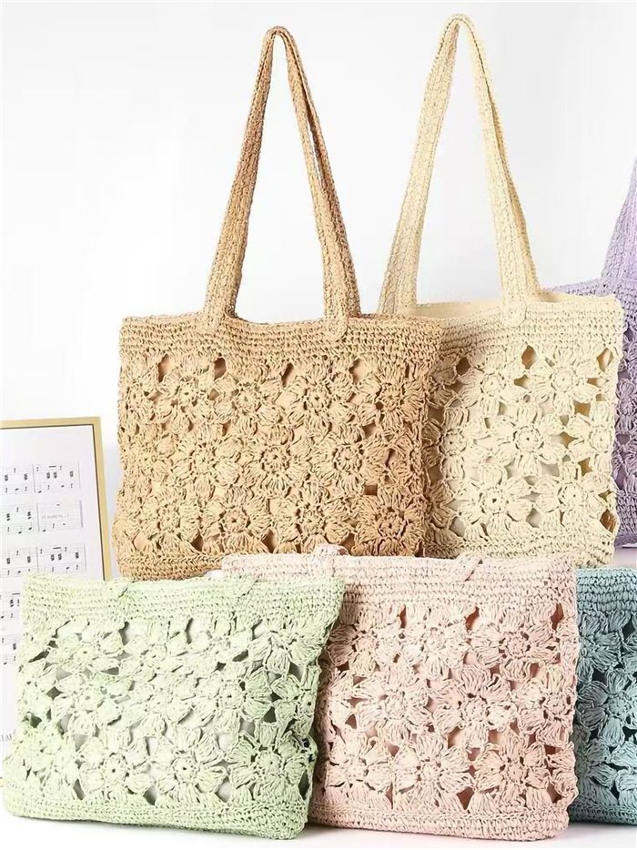 sac fourre-tout fleuri au crochet