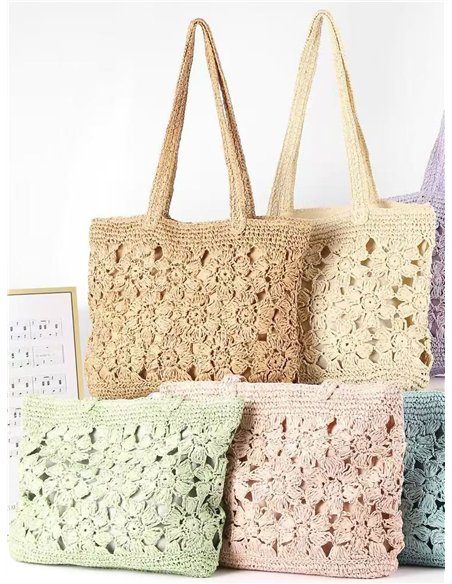 sac fourre-tout fleuri au crochet