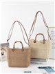 Bolso tote de rafia con asa de bambú