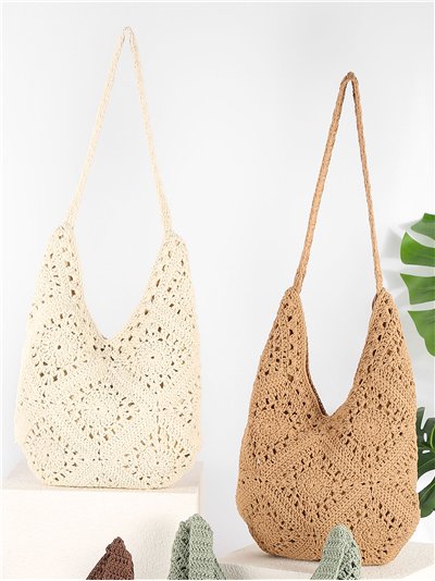 Bolso hobo de crochet calado