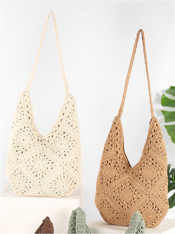 Bolso hobo de crochet calado