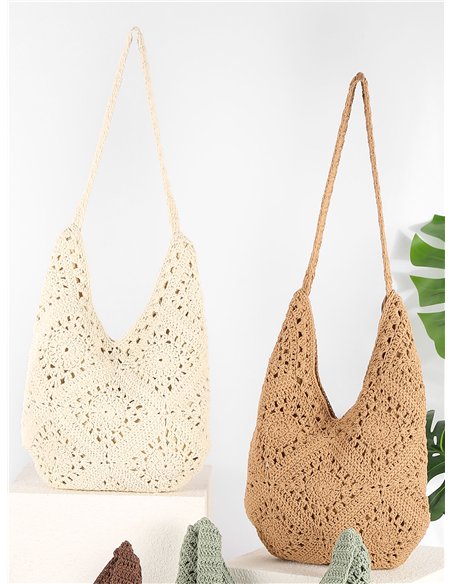 Bolso hobo de crochet calado