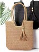 Bolso shopper de rafia con borla