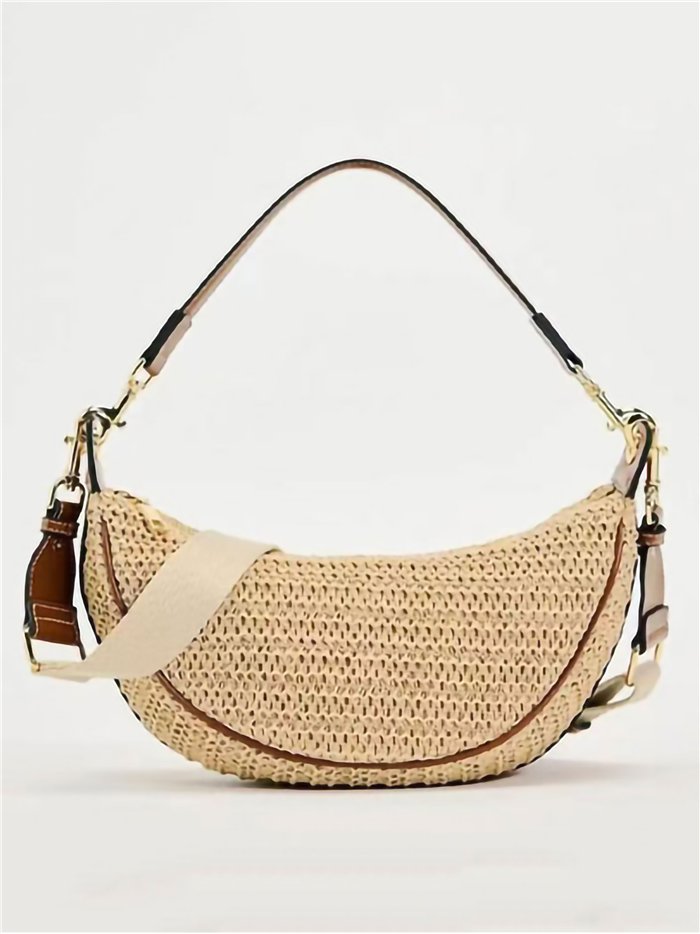 Bolso baguette de rafia con doble asa