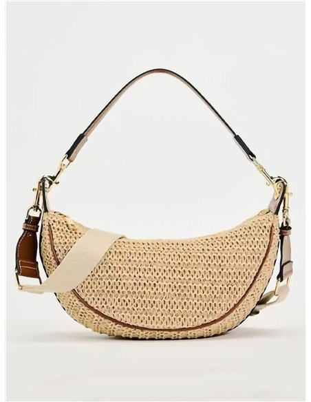 Bolso baguette de rafia con doble asa